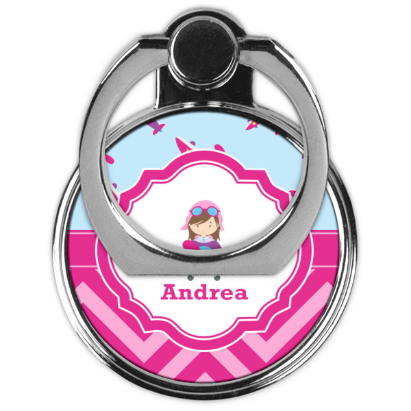 Airplane Theme - for Girls Cell Phone Ring Stand & Holder - Front (Collapsed)