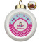 Airplane Theme - for Girls Ceramic Christmas Ornament - Poinsettias (Front View)