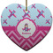 Airplane Theme - for Girls Ceramic Flat Ornament - Heart (Front)