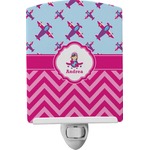 Airplane Theme - for Girls Ceramic Night Light (Personalized)