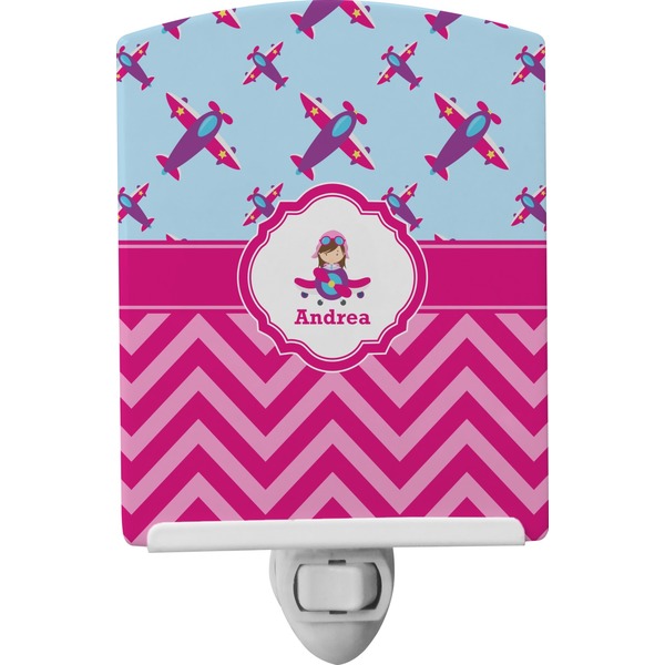 Custom Airplane Theme - for Girls Ceramic Night Light (Personalized)