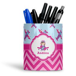 Airplane Theme - for Girls Ceramic Pen Holder