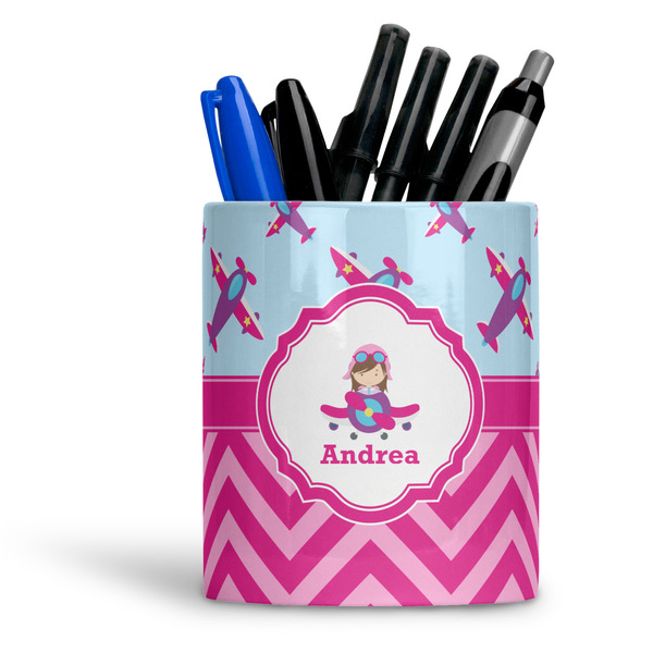 Custom Airplane Theme - for Girls Ceramic Pen Holder