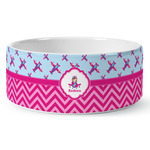 Airplane Theme - for Girls Ceramic Dog Bowl (Personalized)