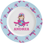 Airplane Theme - for Girls Ceramic Dinner Plates (Set of 4)