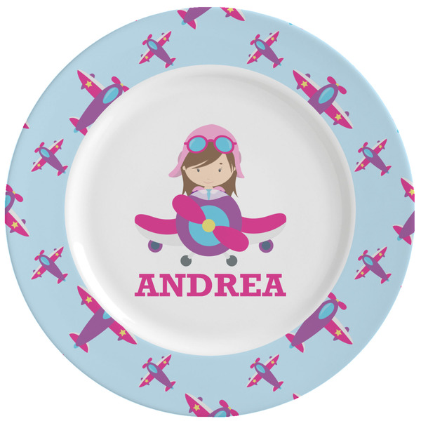 Custom Airplane Theme - for Girls Ceramic Dinner Plates (Set of 4)