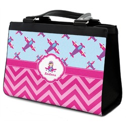 Airplane Theme - for Girls Classic Tote Purse w/ Leather Trim w/ Name or Text