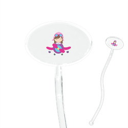 Airplane Theme - for Girls 7" Oval Plastic Stir Sticks - Clear