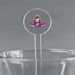 Airplane Theme - for Girls 7" Round Plastic Stir Sticks - Clear