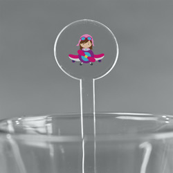 Airplane Theme - for Girls 5.5" Round Plastic Stir Sticks - Clear