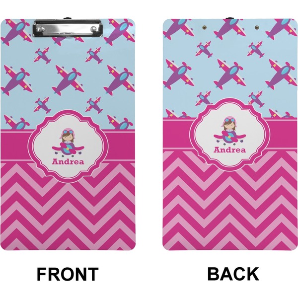 Airplane Theme - for Girls Clipboard (Legal) (Front + Back)