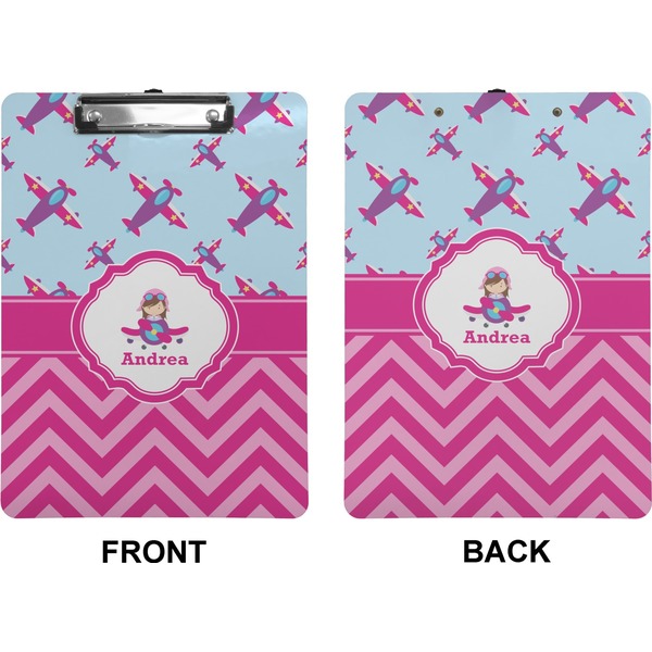 Airplane Theme - for Girls Clipboard (Letter) (Front + Back)
