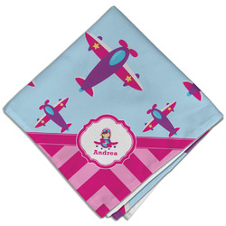 Airplane Theme - for Girls Cloth Dinner Napkin - Single w/ Name or Text