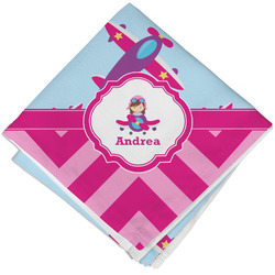 Airplane Theme - for Girls Cloth Napkin w/ Name or Text