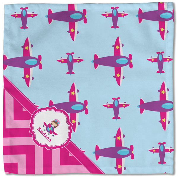Airplane Theme - for Girls Cloth Napkins - Personalized Lunch (Single Full Open)