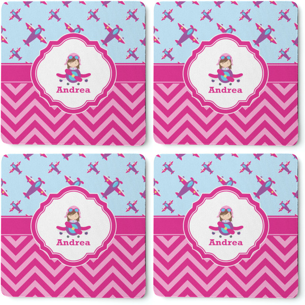 Airplane Theme - for Girls Coaster Rubber Back - Apvl