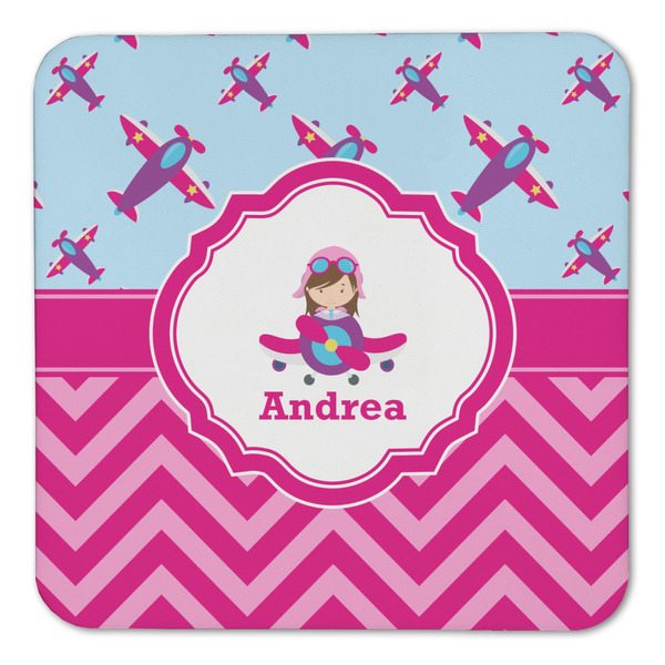 Airplane Theme - for Girls Coaster Set - FRONT (one)