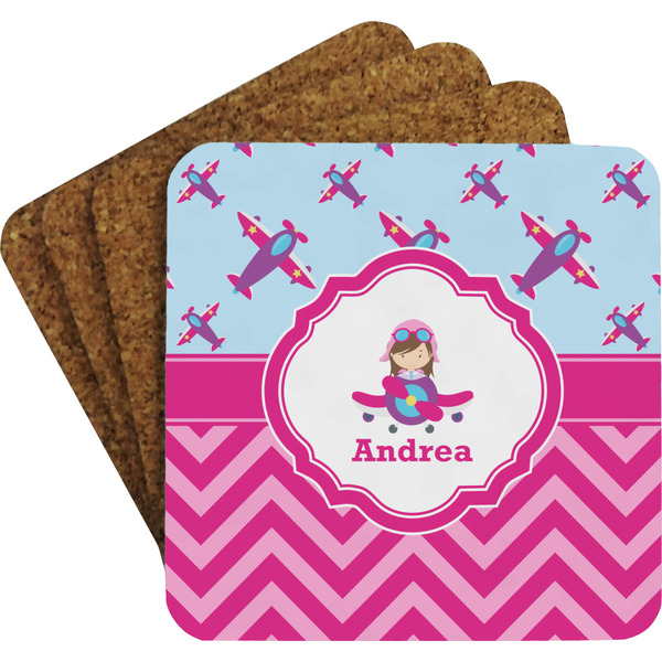 Airplane Theme - for Girls Coaster Set (Personalized)