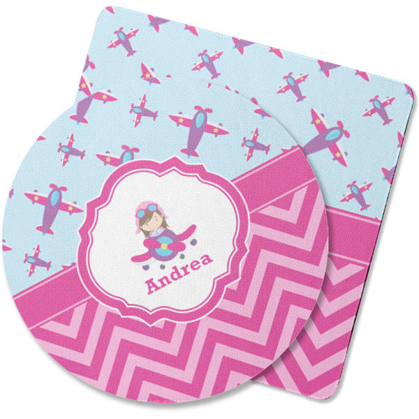 Custom Airplane Theme - for Girls Rubber Backed Coaster (Personalized)