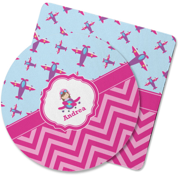 Custom Airplane Theme - for Girls Rubber Backed Coaster (Personalized)