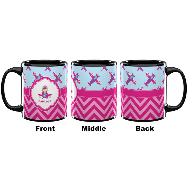 Airplane Theme - for Girls Coffee Mug - 11 oz - Black APPROVAL
