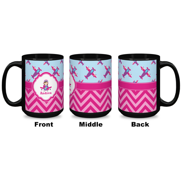 Airplane Theme - for Girls Coffee Mug - 15 oz - Black APPROVAL