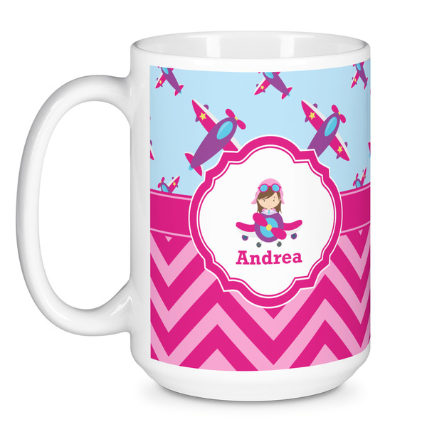 Airplane Theme - for Girls Coffee Mug - 15 oz - White