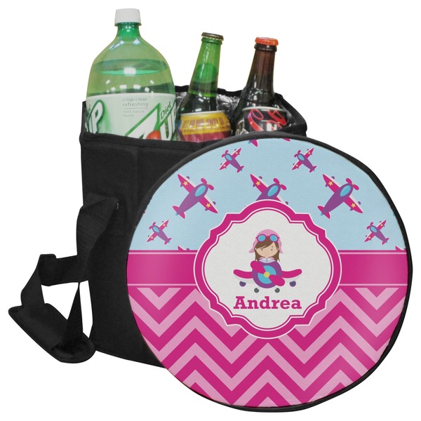 Custom Airplane Theme - for Girls Collapsible Cooler & Seat (Personalized)