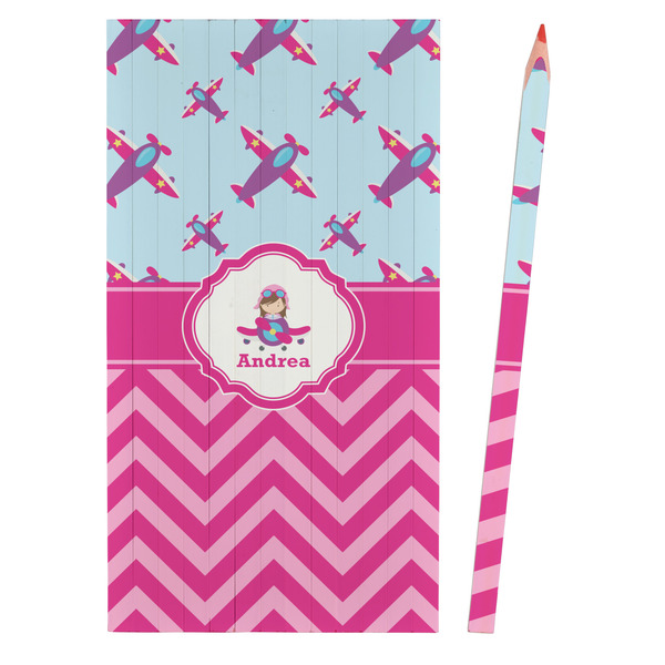 Airplane Theme - for Girls Colored Pencils - Front View