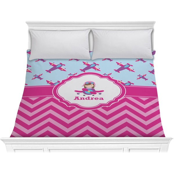 Custom Airplane Theme - for Girls Comforter - King (Personalized)