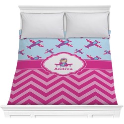 Airplane Theme - for Girls Comforter - Full / Queen (Personalized)