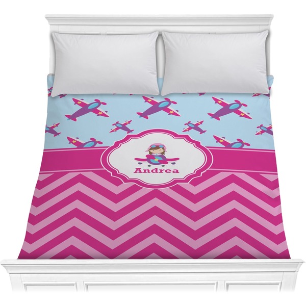 Custom Airplane Theme - for Girls Comforter - Full / Queen (Personalized)