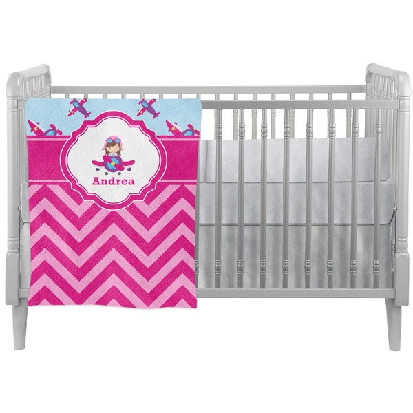 Custom Airplane Theme - for Girls Crib Comforter / Quilt (Personalized)
