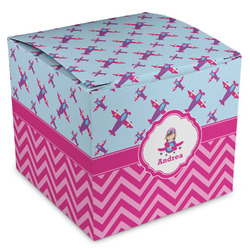 Airplane Theme - for Girls Cube Favor Gift Boxes (Personalized)