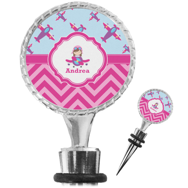 Custom Airplane Theme - for Girls Wine Bottle Stopper (Personalized)