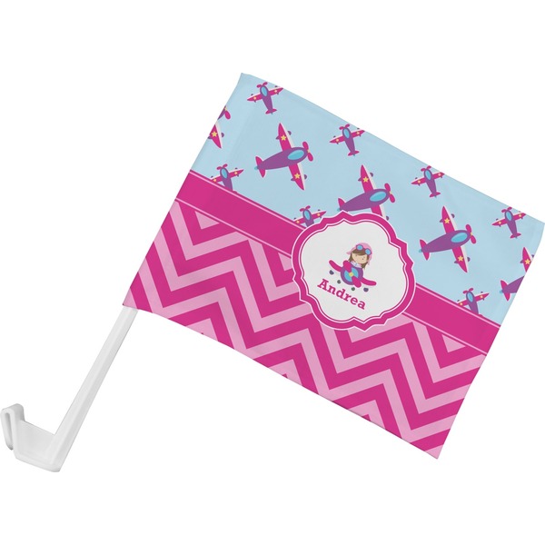 Custom Airplane Theme - for Girls Car Flag - Small w/ Name or Text