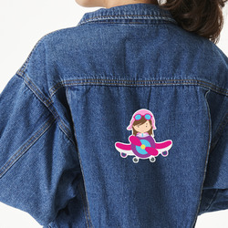 Airplane Theme - for Girls Twill Iron On Patch - Custom Shape - X-Large