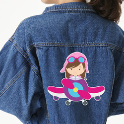 Airplane Theme - for Girls Twill Iron On Patch - Custom Shape - 3XL