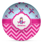 Airplane Theme - for Girls Microwave Safe Plastic Plate - Composite Polymer (Personalized)