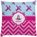 Airplane Theme - for Girls Decorative Pillow Case (Personalized)