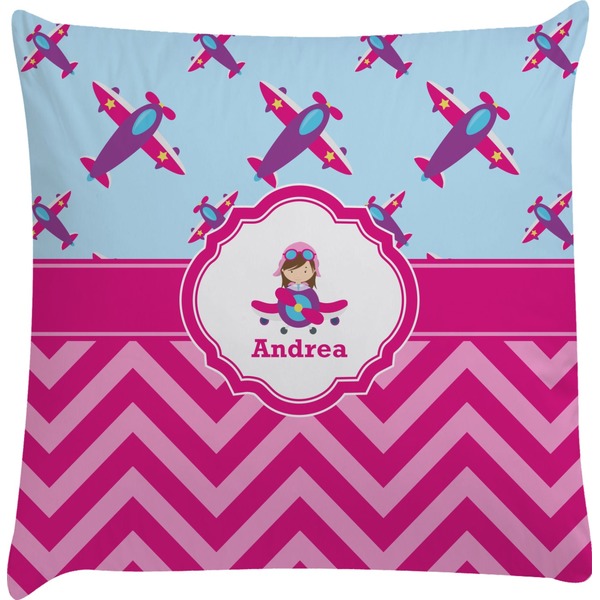 Custom Airplane Theme - for Girls Decorative Pillow Case (Personalized)