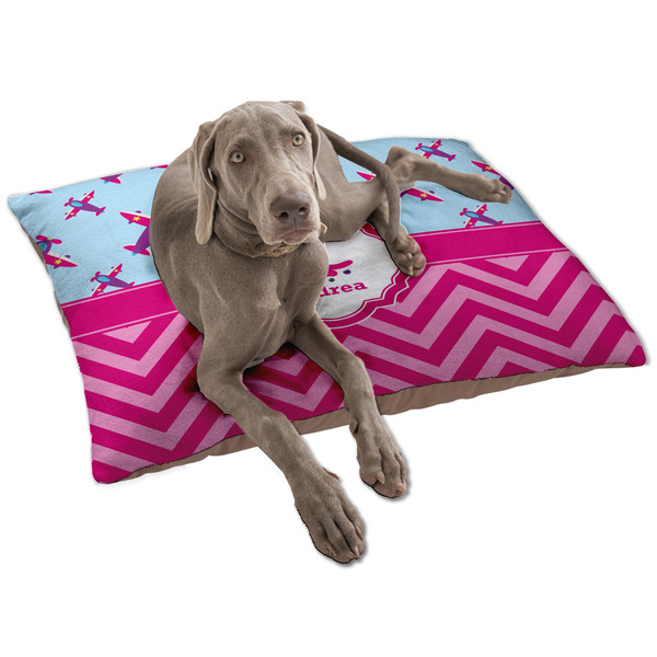 Custom Airplane Theme - for Girls Dog Bed - Large w/ Name or Text