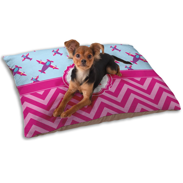 Custom Airplane Theme - for Girls Dog Bed - Small w/ Name or Text