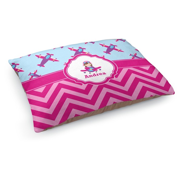 Custom Airplane Theme - for Girls Dog Bed - Medium w/ Name or Text