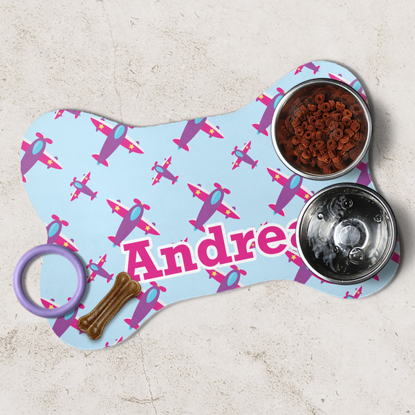 Airplane Theme - for Girls Dog Bone Shaped Mat Lifestyle