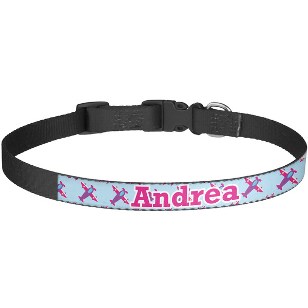 Custom Airplane Theme - for Girls Dog Collar - Large (Personalized)