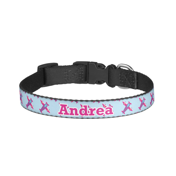Custom Airplane Theme - for Girls Dog Collar - Large (Personalized)