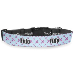 Airplane Theme - for Girls Deluxe Dog Collar (Personalized)