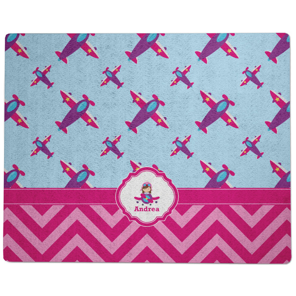 Airplane Theme - for Girls Dog Food Mat - Large without Bowls