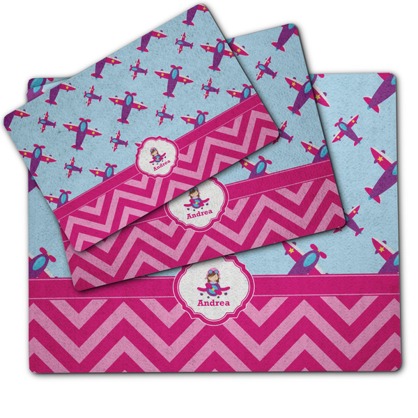 Airplane Theme - for Girls Dog Food Mat - MAIN (sm, med, lrg)
